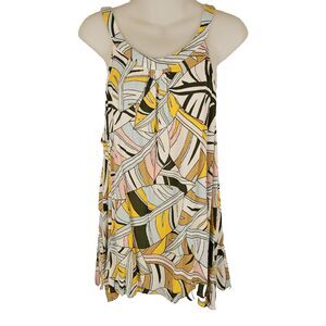 Lane Bryant Plus Size 18 Sleeveless Top Tunic Tropical Leaf Pastel  Crepe Rayon